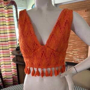 SHEIN Orange Sleeveless Crop TankTop